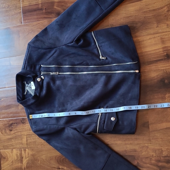 🎉Host Pick🎉 Banana Republic Navy Blue Vegan Suede Biker Jacket - Picture 5 of 9
